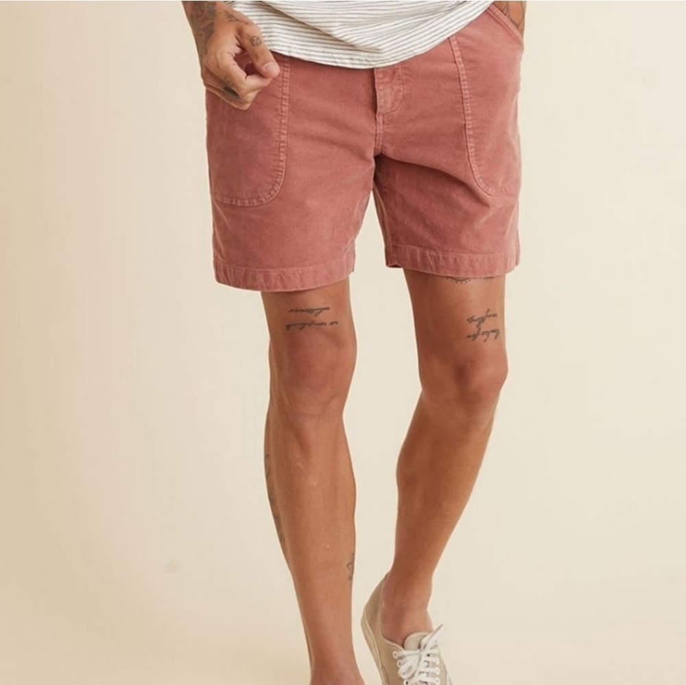 NEW Marine Layer Westlake Corduroy Shorts Baked Clay Men's Size 34 Waist